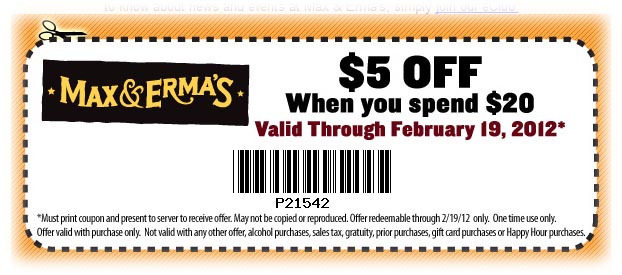 Max and Ermas Promo Coupon Codes and Printable Coupons