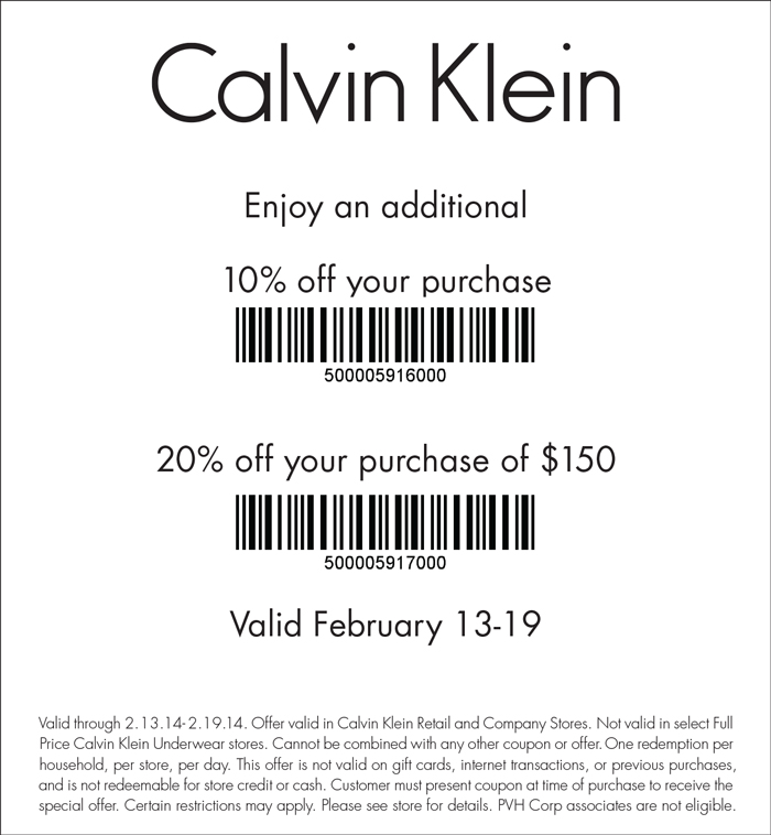 Calvin Klein Promo Coupon Codes and Printable Coupons