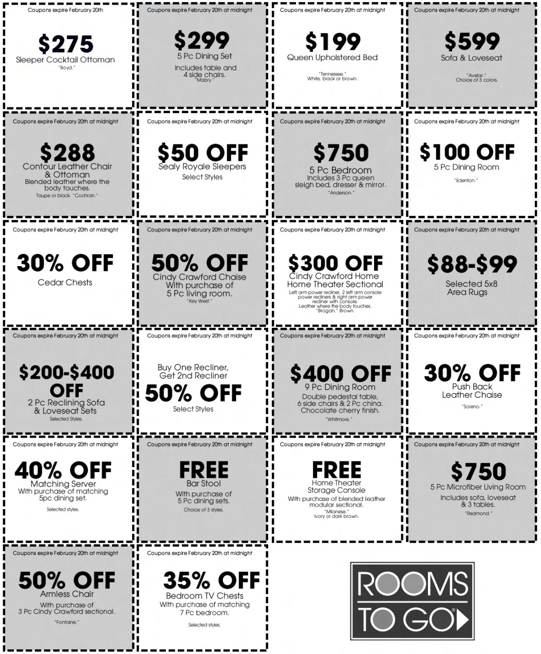 Rooms To Go Promo Coupon Codes and Printable Coupons