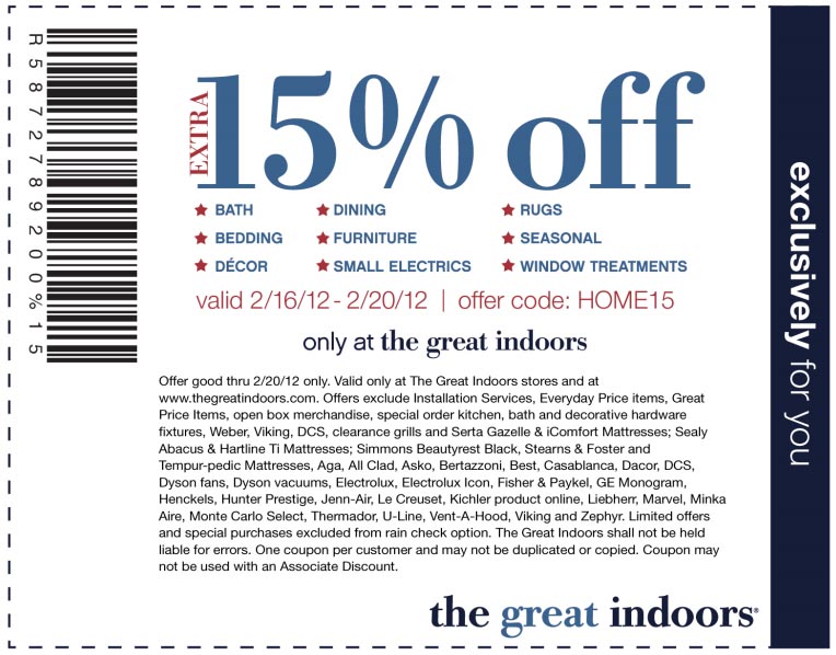 The Great Indoors: 15% off Printable Coupon
