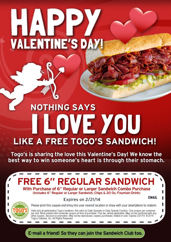 TOGO's: BOGO Free Sandwich Printable Coupon