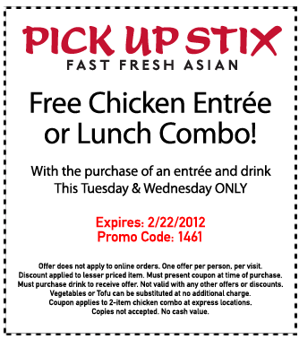 Pick Up Stix Promo Coupon Codes and Printable Coupons