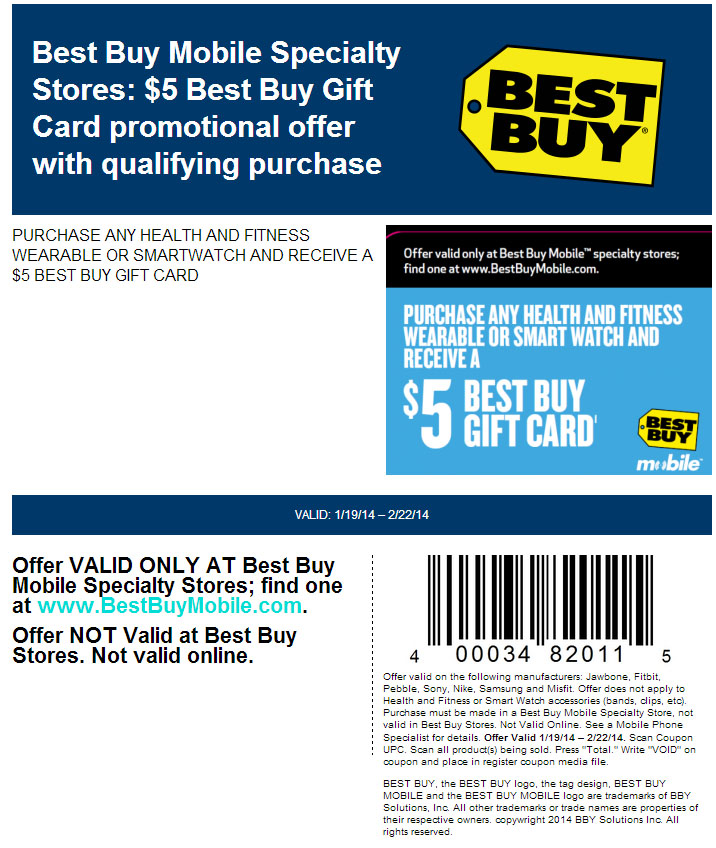 Best Buy: $5 Gift Card Printable Coupon