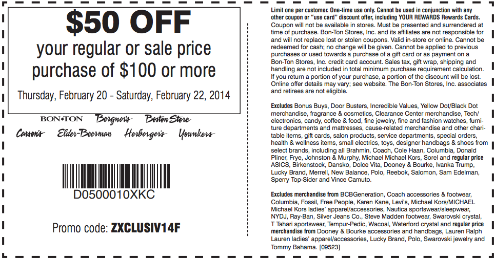 Herbergers: $50 off $100 Printable Coupon