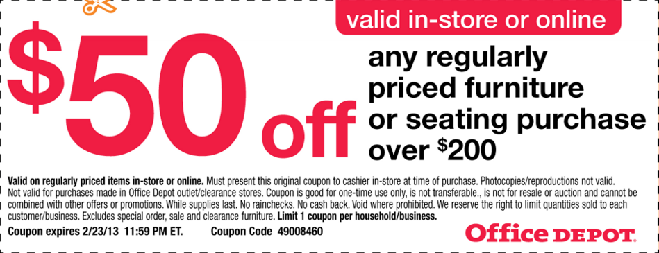 02 23 2013 Office Depot 50 Off 200 Printable Coupon 