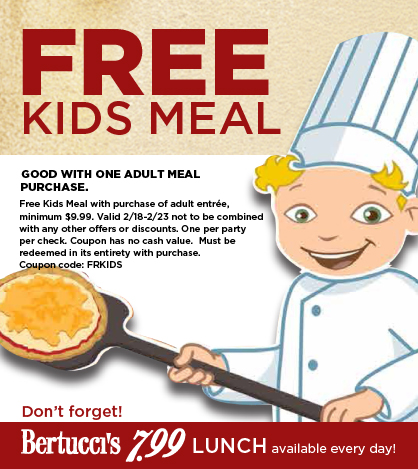 Bertuccis: Free Kids Meal Printable Coupon