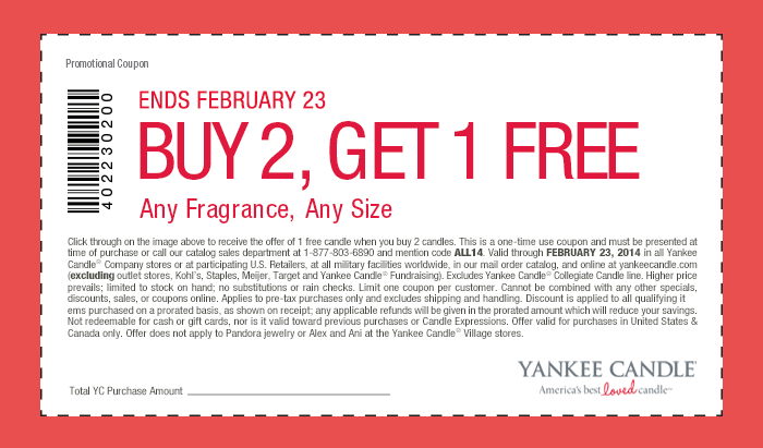 Yankee Candle: B2G1 Free Fragrance Printable Coupon