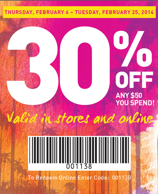 rue21: 30% off $50 Printable Coupon