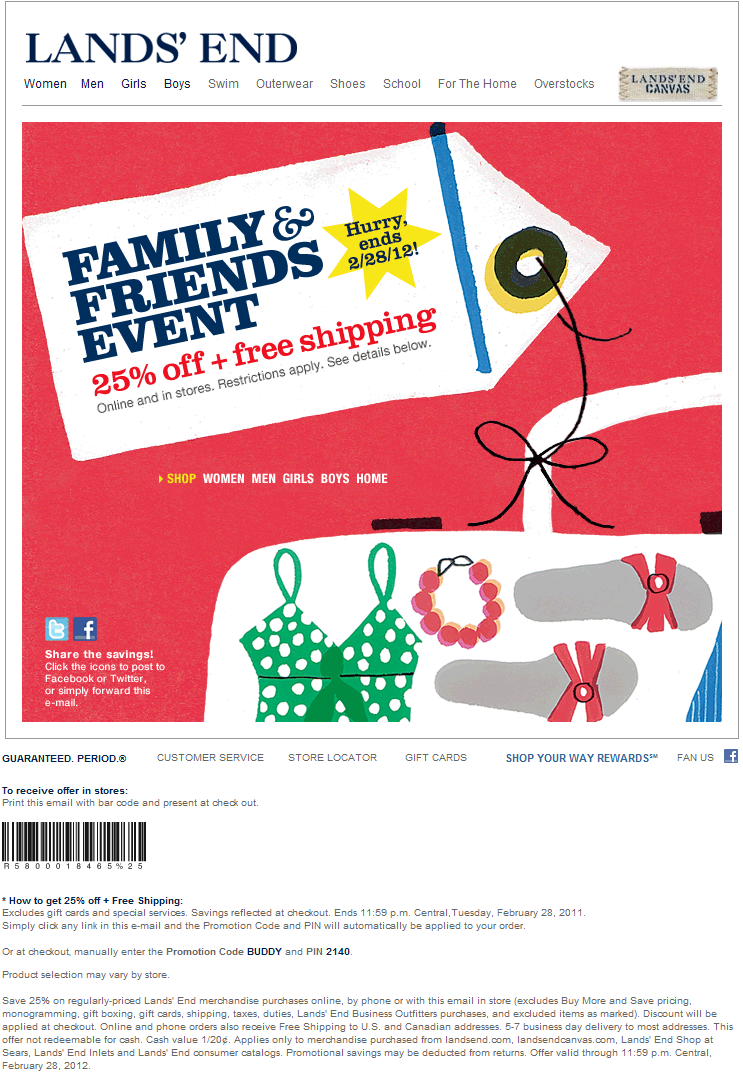 Lands End Promo Coupon Codes and Printable Coupons