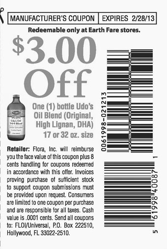 Earth Fare: $3 off Udo's Oil Blend Printable Coupon
