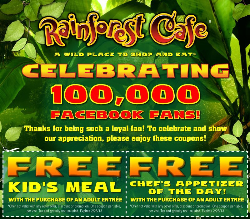 Rainforest Cafe Promo Coupon Codes and Printable Coupons
