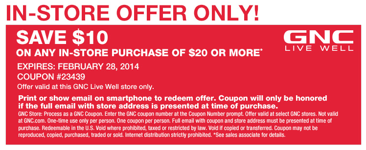 GNC Promo Coupon Codes and Printable Coupons