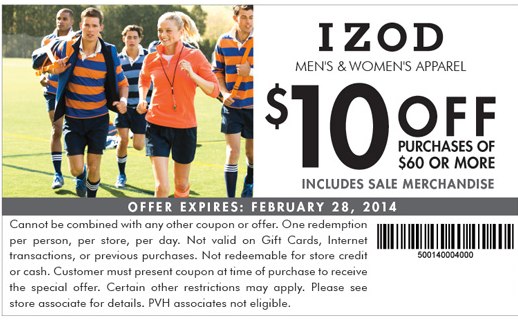 Izod Promo Coupon Codes and Printable Coupons