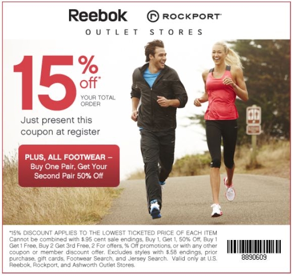 Reebok Outlet: 15% off Printable Coupon