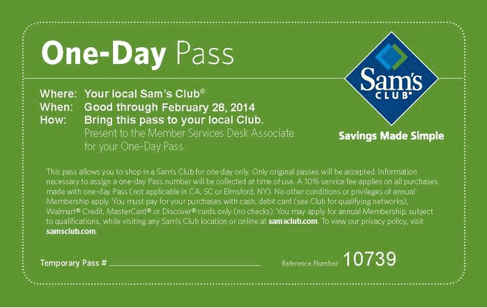 Sams Club: Free One Day Pass