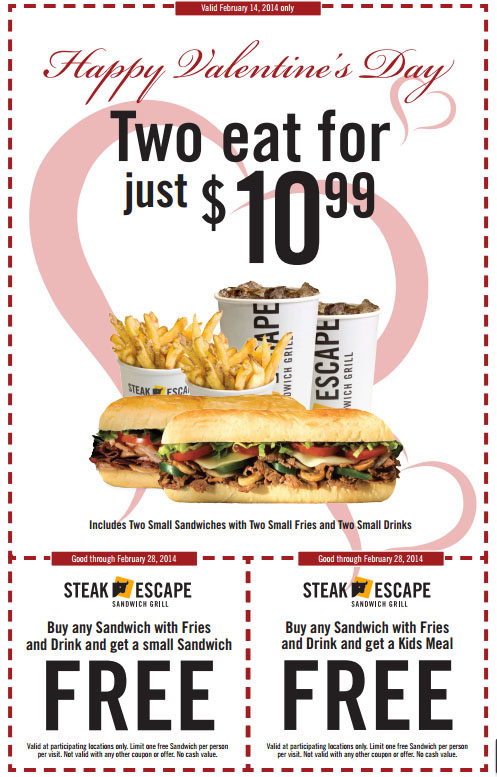 Steak Escape Promo Coupon Codes and Printable Coupons