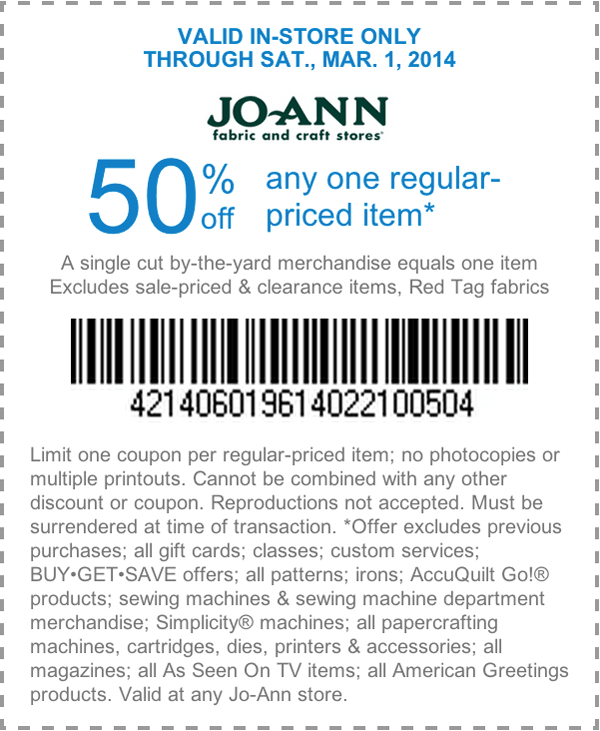 Joann.com Promo Coupon Codes and Printable Coupons