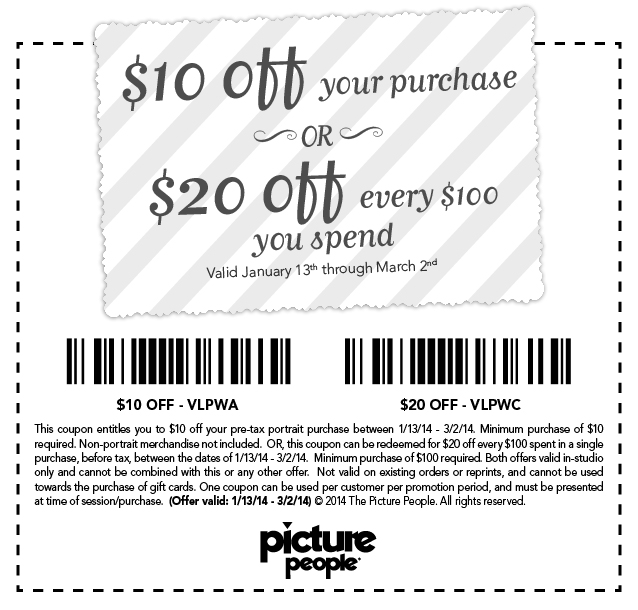 Picture People: $10-$20 off Printable Coupon