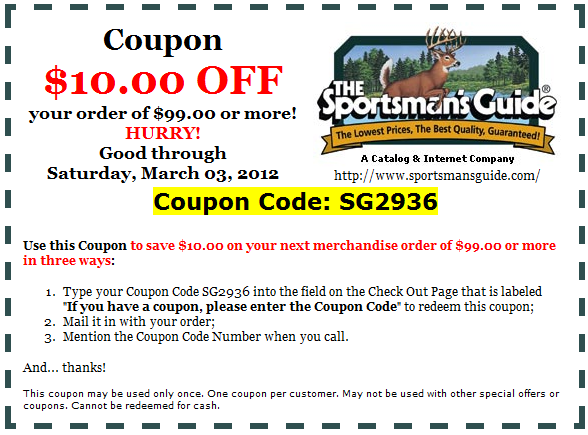 The Sportsman's Guide: $10 off Printable Coupon