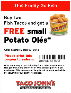Taco Johns: Free Small Oles Printable Coupon
