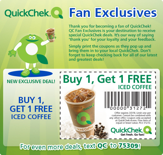 Quick Chek: BOGO Free Iced Coffee Printable Coupon