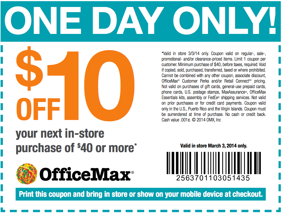 OfficeMax Promo Coupon Codes and Printable Coupons