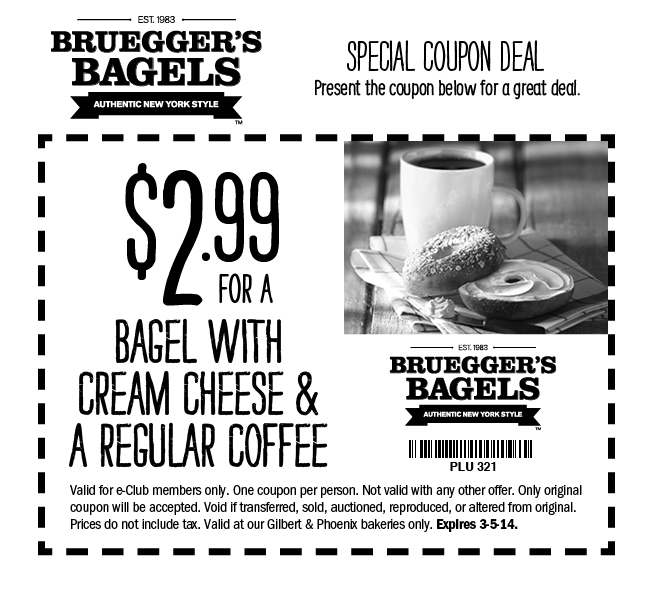 Bruegger's Bagels: $2.99 Bagel Printable Coupon