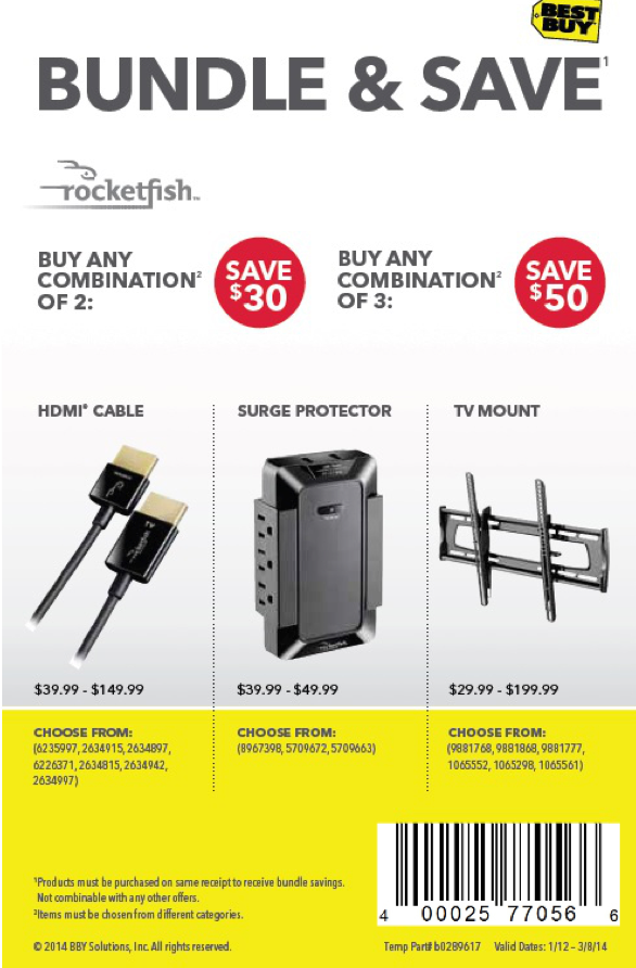 Best Buy: $30-$50 off Rocketfish Printable Coupon