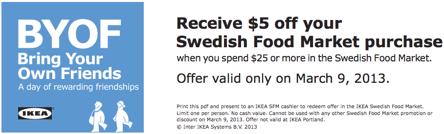 IKEA: $5 off Swedish Food Market Printable Coupon