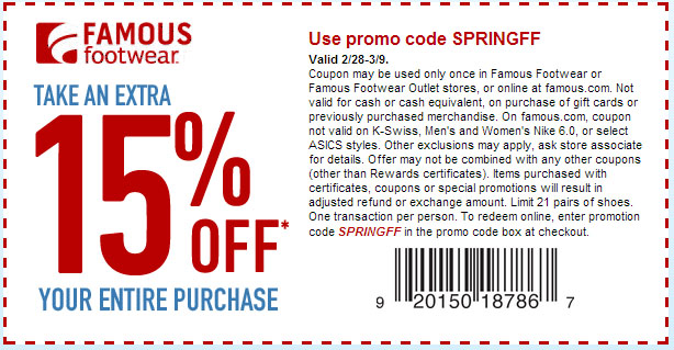 Famous Footwear Promo Coupon Codes and Printable Coupons