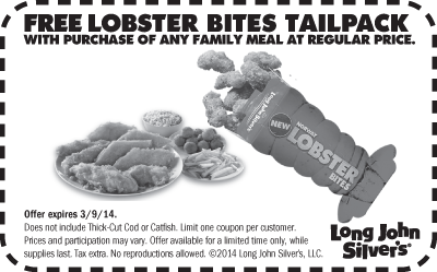 Long John Silvers: Free Lobster Tailpack Printable Coupon