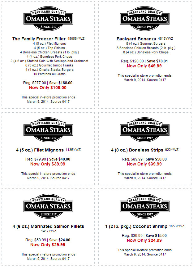 OmahaSteaks.com Promo Coupon Codes and Printable Coupons