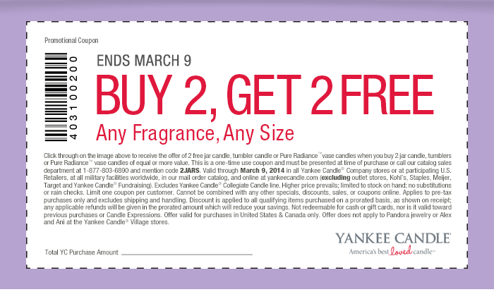 Yankee Candle: B2G2 Free Fragrances Printable Coupon