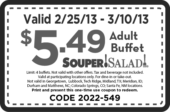 SouperSalad: $5.49 Buffet Printable Coupon