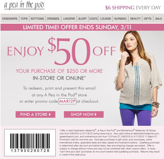 A Pea in the Pod Promo Coupon Codes and Printable Coupons