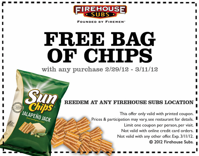 Firehouse Subs: Free Chips Printable Coupon