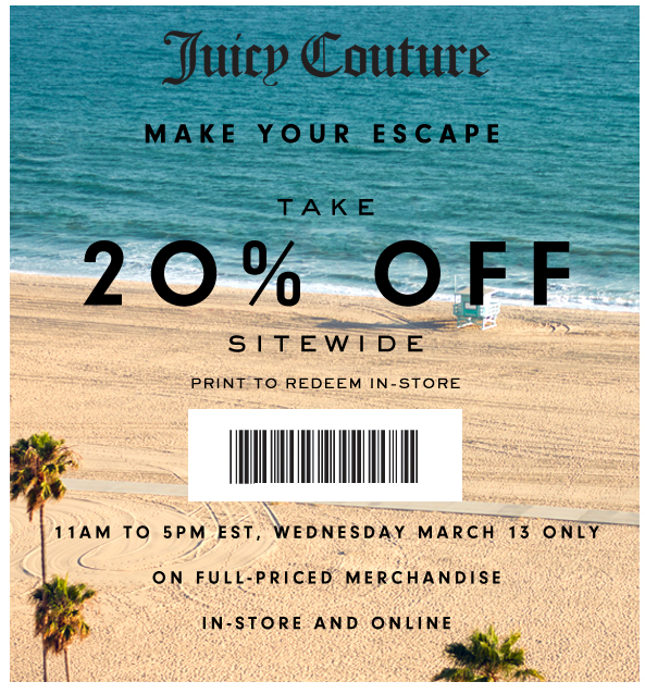 Juicy Couture: 20% off Printable Coupon
