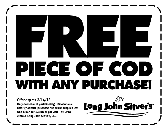 Long John Silvers: Free Piece of Cod Printable Coupon