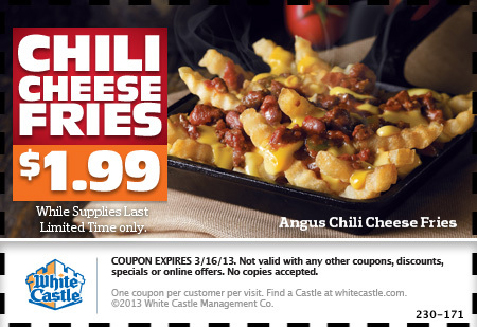 White Castle: $1.99 Chili Cheese Fries Printable Coupon