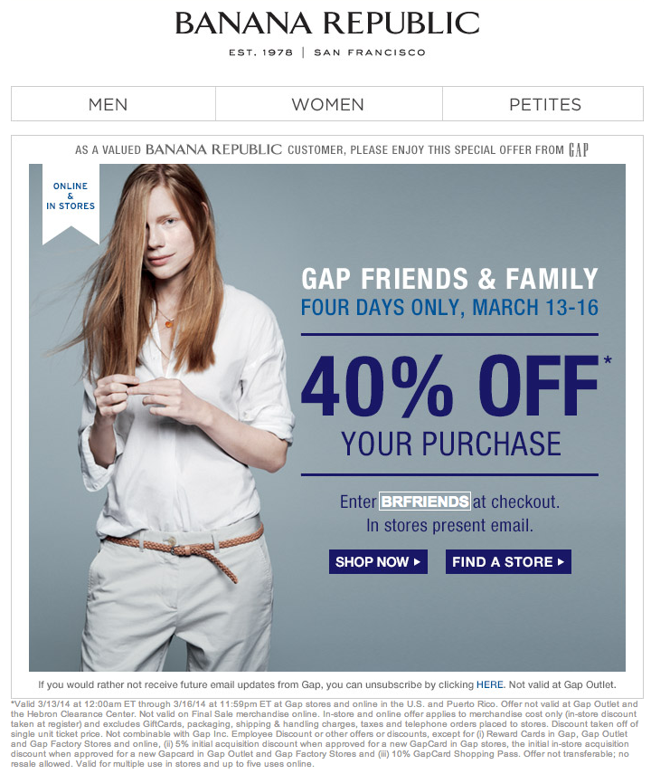 Gap: 40% off Printable Coupon