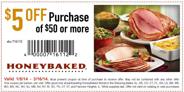 Honeybaked Ham: $5 off $50 Printable Coupon