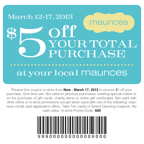 maurices.com Promo Coupon Codes and Printable Coupons
