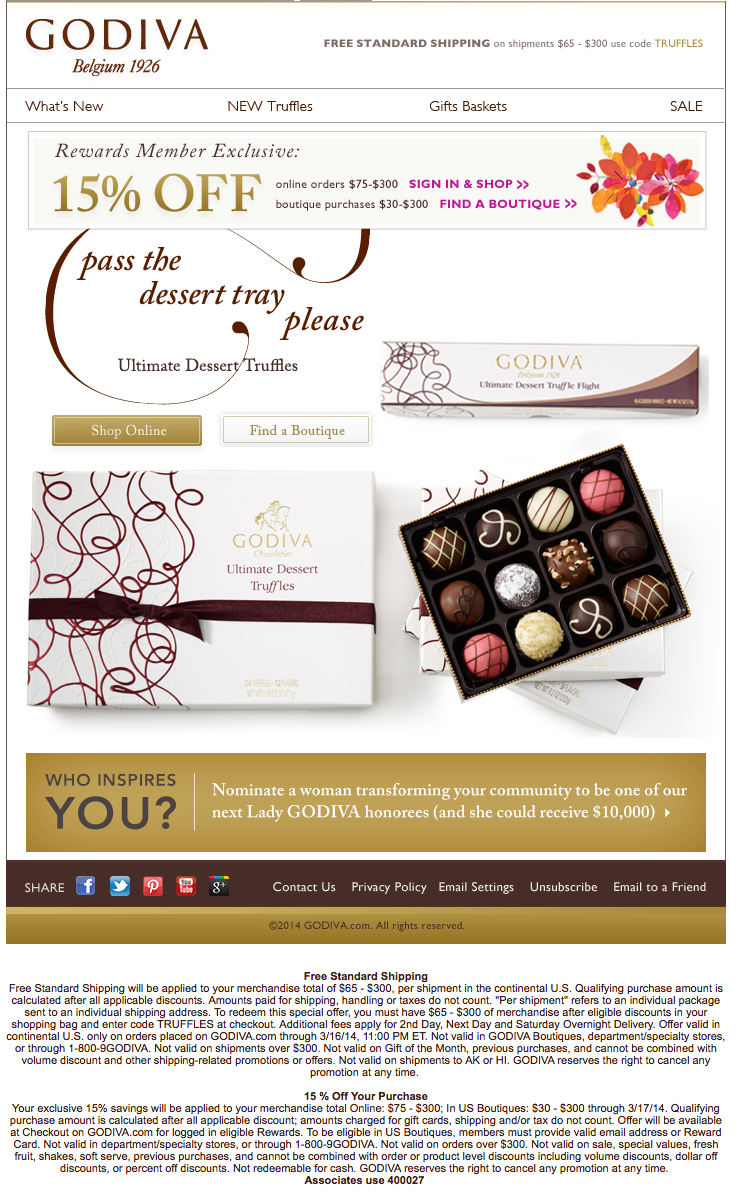 Godiva Promo Coupon Codes and Printable Coupons