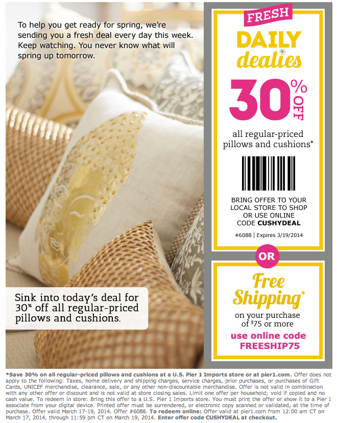 Pier 1 Imports: 30% off Pillows Printable Coupon