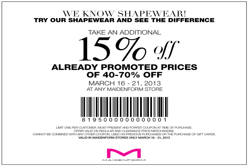 Maidenform Promo Coupon Codes and Printable Coupons