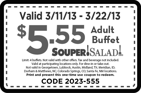 SouperSalad: $5.55 Buffet Printable Coupon