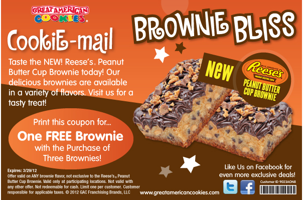 Great American Cookies: Free Brownie Printable Coupon