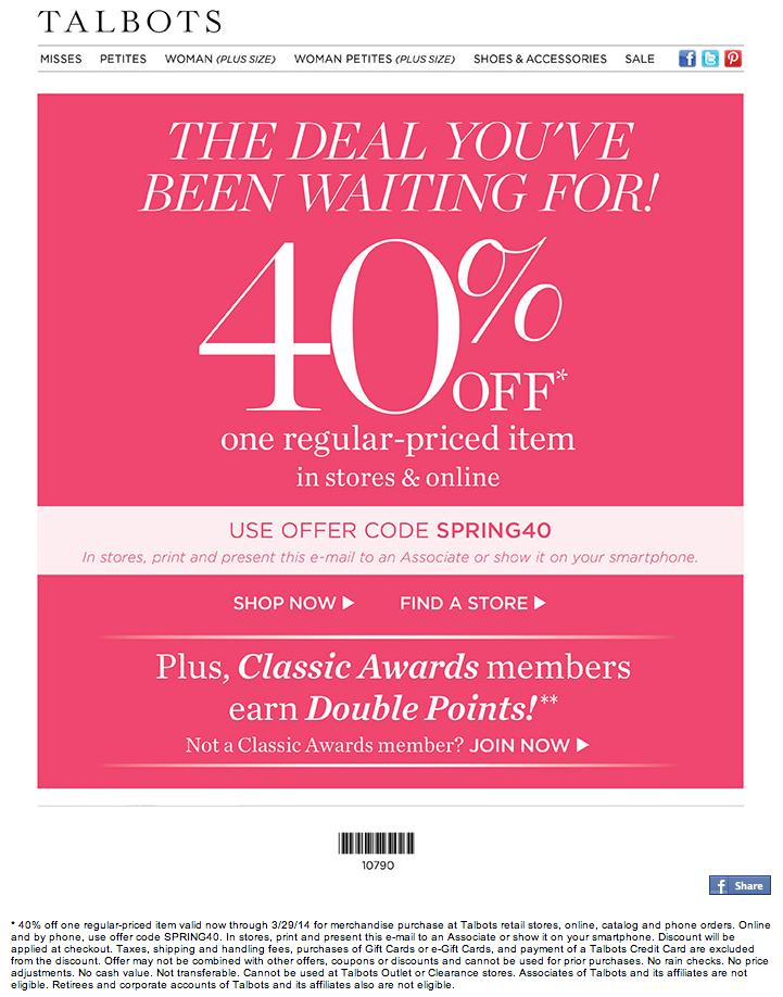 Talbots Promo Coupon Codes and Printable Coupons