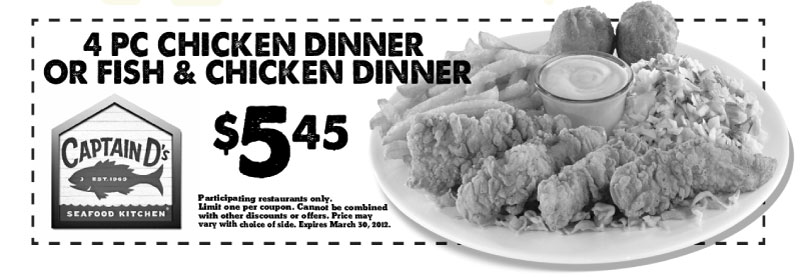 Captain D's Seafood: $5.45 Fish & Chicken Dinner Printable Coupon