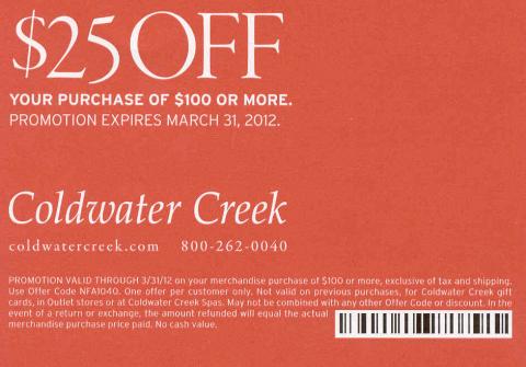 Coldwater Creek: $25 off Printable Savings